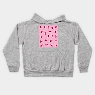 Burgundy and White Lightning Bolts Pattern on Pink Kids Hoodie